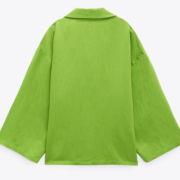 💚 Zara Green Oversized Linen Blend Shirt 💚 - Picture 13 of 14